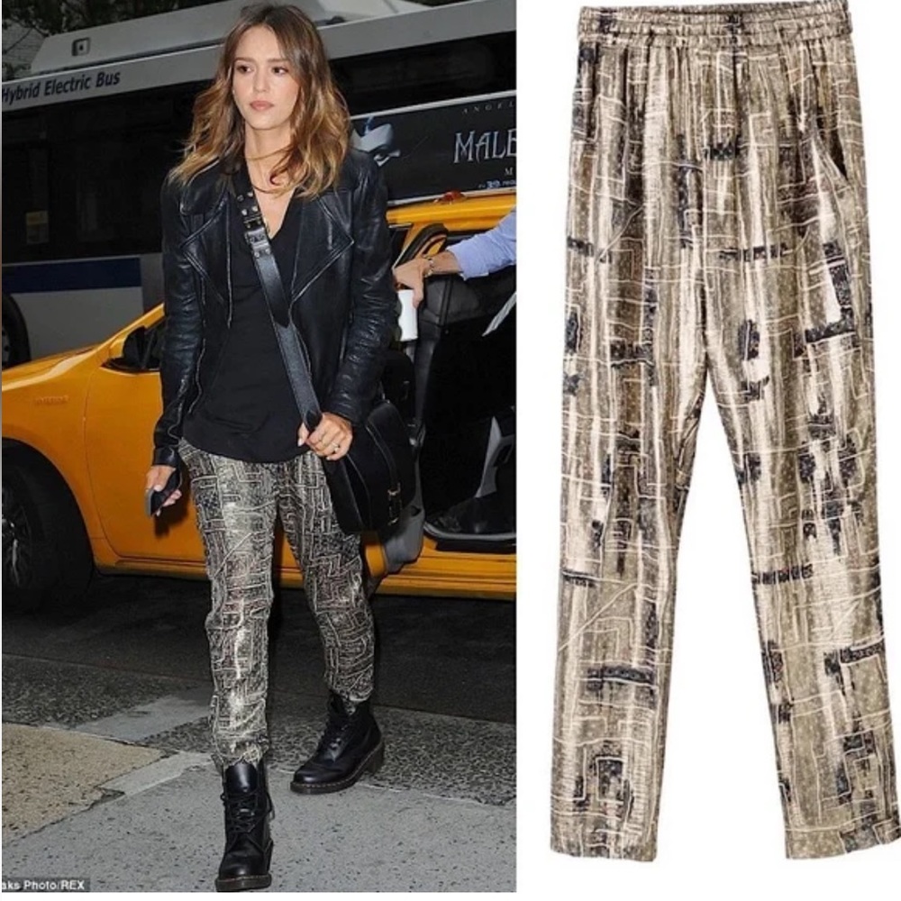 Isabel Marant X H&M collaboration metallic shimmer jogger‎ Limited Edition